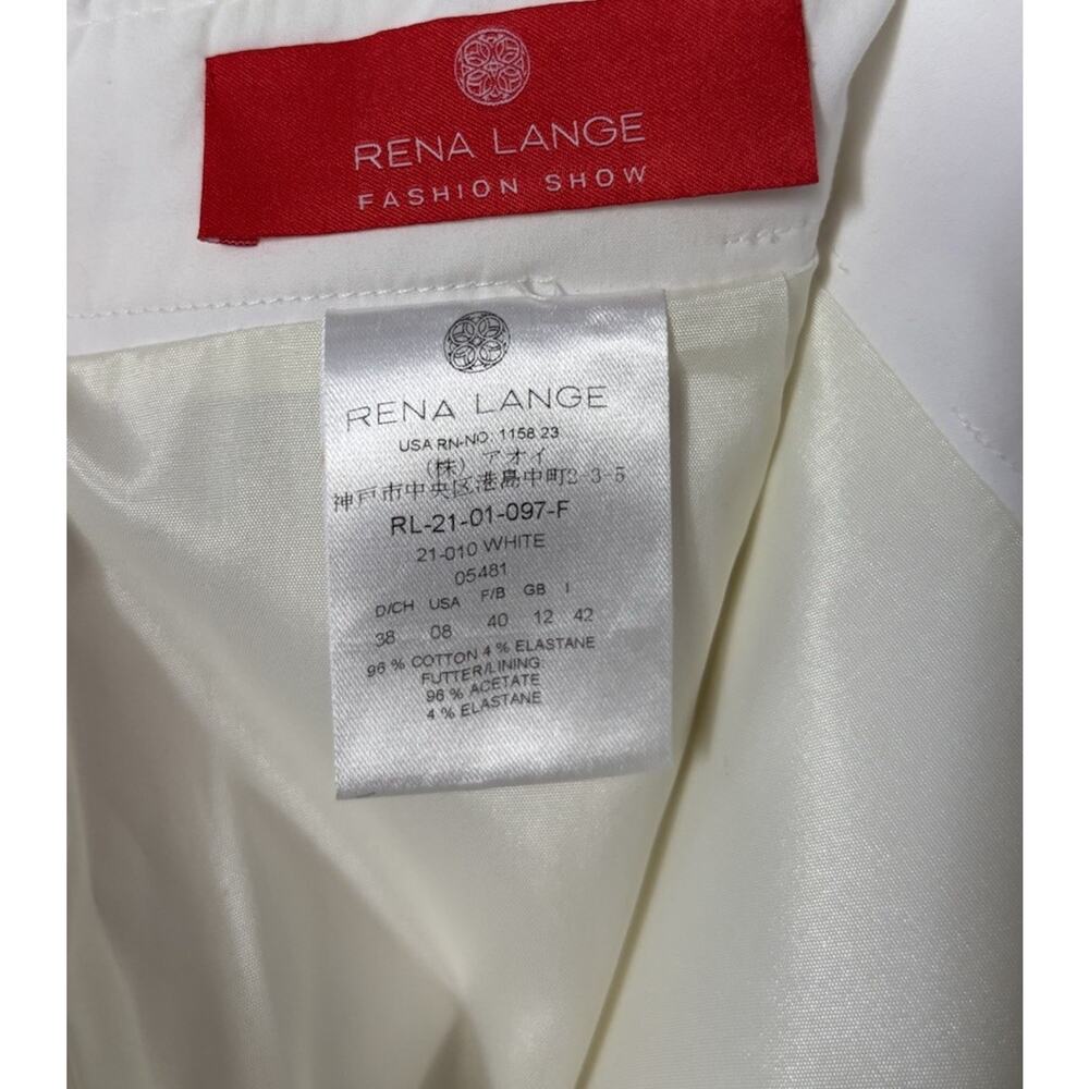 Rena Lange Fashion Show Skirt White Pencil Size 8 Pleated Cotton Preppy Office - Picture 6 of 7